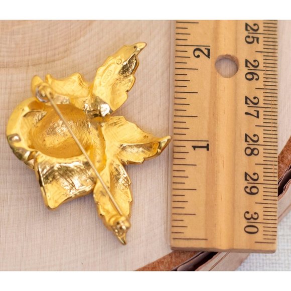 Vintage Intricate Gold Tone Rose Brooch by Avon - B9 - Picture 2 of 2